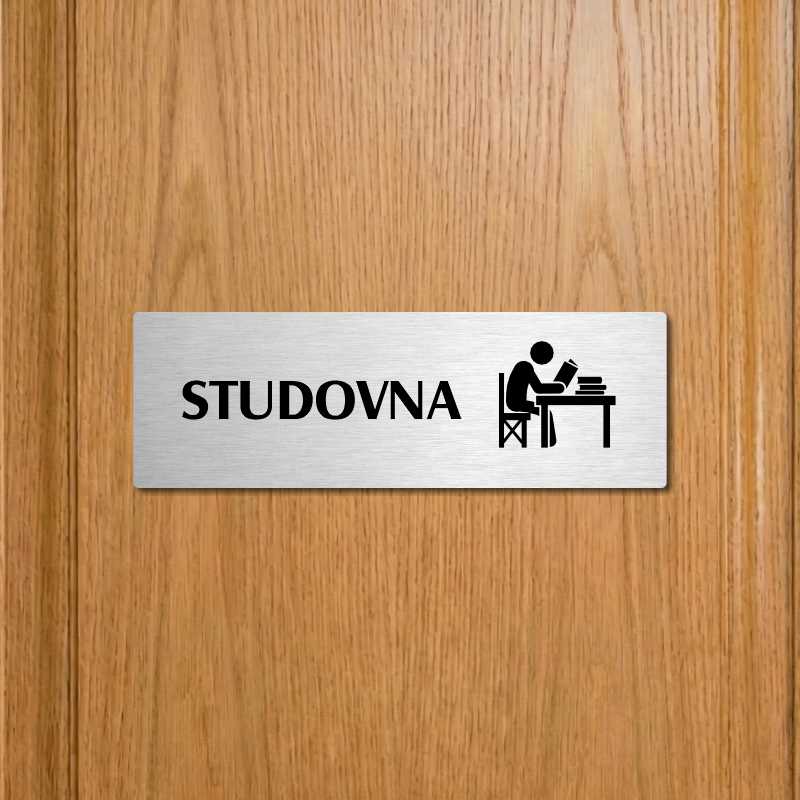 Studovna, 240x79mm, stříbrná popiska s dvojtým rámečkem